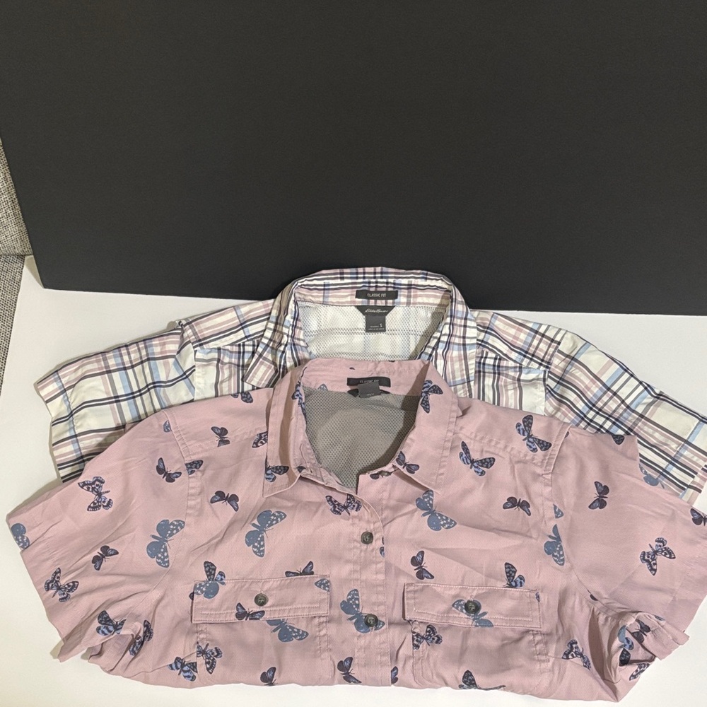 Two Eddie Bauer outdoor bottom down women’s shirts
